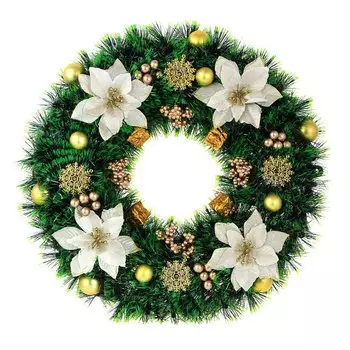 СНОУ БУМ Венок декоративный, мишура и украшения, ПВХ, 45 см, арт.1