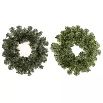 СНОУ БУМ Венок рождественский 40 см, ПВХ, зеленый