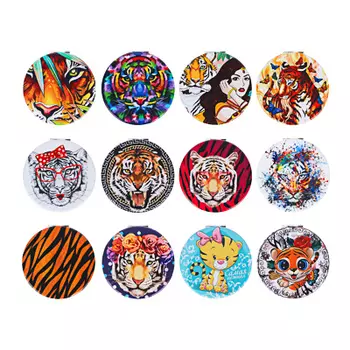 СНОУ БУМ Зеркало карманное, ПУ, металл, d7см, 12 дизайнов