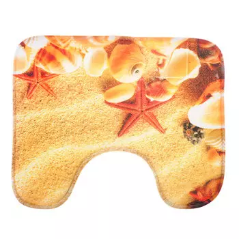 SonWelle Коврик для туалета РАКУШКИ флис, принт, губка, 1,2см, 50x40см