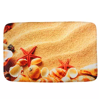 SonWelle Коврик для ванной РАКУШКИ флис, принт, губка, 1,2см, 50x80см