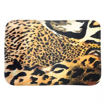 SonWelle Коврик для ванной САФАРИ флис, принт, губка, 0,8см, 40x60см