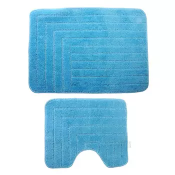 SonWelle Набор ковриков для ванной ТОП 50х70см + 40х50см микрофибра голубой