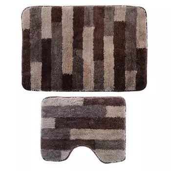 SonWelle Набор ковров для ванной ПОЛОСКА 50х75см + 40х50см микрофибра коричневый