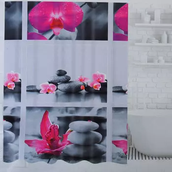 SonWelle Шторка для ванной, ПЕВА, 180х180см, 2 дизайна, МИКС