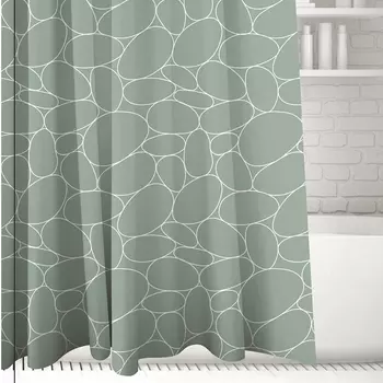 SonWelle Шторка для ванной, полиэстер, 180х180см, с утяжелителем, КРУГИ