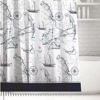 SonWelle Шторка для ванной, полиэстер, 180х180см, с утяжелителем, МОРСКОЙ БРИЗ