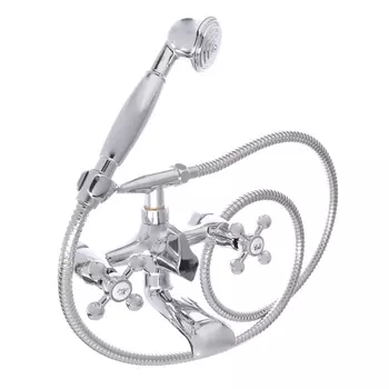 SonWelle Смеситель для ванны Алия, с кор. изливом, керам. кран-буксы 1/2, с ком. для душа, латунь