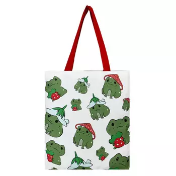 Сумка-шоппер, 38x42см, "Лягушки", внутр.карман, длинные ручки 58 см, ПЭ под ткань, полноцв.печать