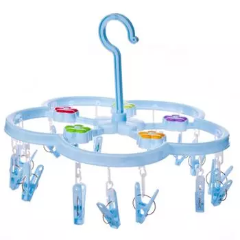 Сушилка для белья подвесная с прищепками 15шт, пластик, 3 цвета, арт.1015