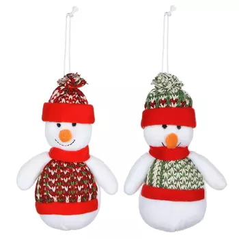 Сувенир мягкий в форме снеговика СНОУ БУМ шерсть, 15см, 2 вида