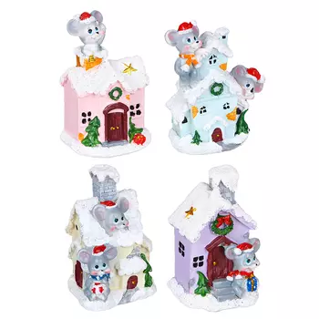 Сувенир Мышка СНОУ БУМ 10х7х4,5 см, полистоун, 4 дизайна