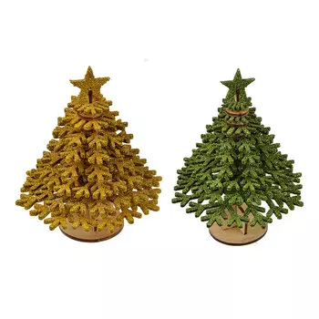 Сувенир СНОУ БУМ "Елочка из снежинок", фанера 3 мм с глиттером, 17х11,5х11,5 см, 2 дизайна