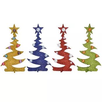 Сувенир СНОУ БУМ "Елочка зигзаг", фанера с глиттером 3 мм, 7х12х0,3см, 4 дизайна