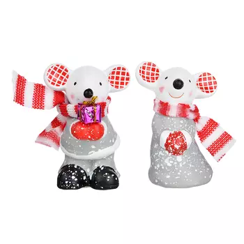 Сувенир СНОУ БУМ "Мышка в подарок", 10,5х7х9 см, керамика, текстиль, 2 дизайна