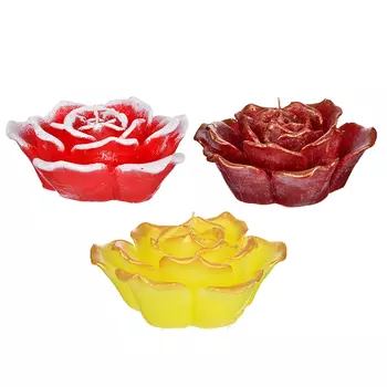 Свеча фигурная в виде розы, 3 цвета, 13х6 см, парафин