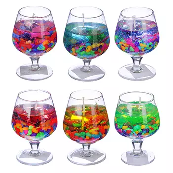 Свеча гелевая с наполнителем из камушков, 8,5х5 см, 6 цветов