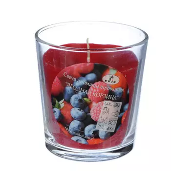 Свеча парафиновая в стекле, аромат "Ягодная корзина", 8,5х7,8 см