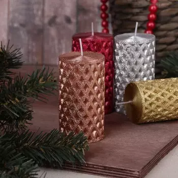 Свеча пеньковая, парафин, 5x9,5см, 4 цвета