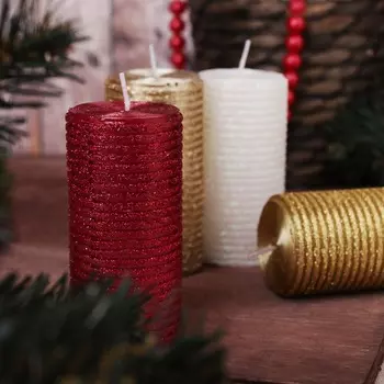 Свеча пеньковая, парафин, 5x9,5см, 6 цветов