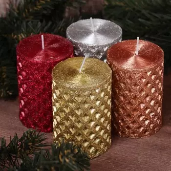 Свеча пеньковая, парафин, 7x10см, 4 цвета