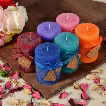 Свеча пеньковая с эффектом изморози LADECOR, с ароматом, парафин, d6,8х9,5см, 6 ароматов