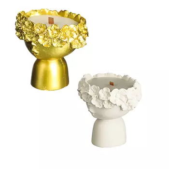 Свеча в подсвечнике, гипс, парафин, 15х27 см, 2 цвета