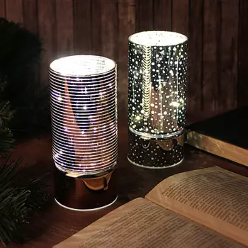 Светильник LED с гирляндой, 15х7 см, стекло, 2хАА, без батареек, 2 цвета, арт1