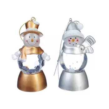 Светильник СНОУ БУМ LED с водой и блестками, пластик, в виде снеговика, 8х4 см, CR2032, 2 дизайна