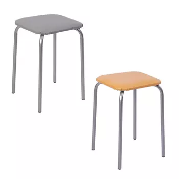 Табурет квадратный, мягкое сиденье, металл, h47см, 29x29см, НИКА