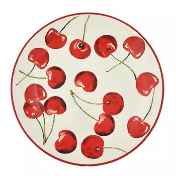 Тарелка десертная 22х22х3 см, керамика, MILLIMI "Вишни"