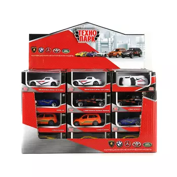 ТЕХНОПАРК Машина иномарка, металл, 7,5см, 4 дизайна, DISPLAY MIX SPORT