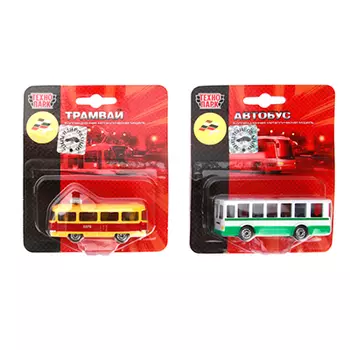 ТЕХНОПАРК Машинка Городской транспорт, металл, пластик, 11 см, 4 дизайна, SB-17-25-SDU