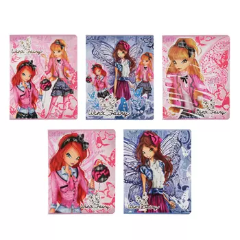 Тетрадь 48л. в кл., офсет, обл.картон, скрепка, "Винкс: феечки от кутюр", выб.2й УФ лак, фольга,WX37