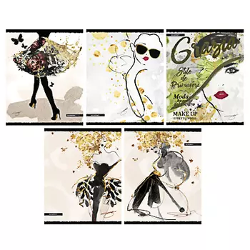 Тетрадь 48л. в кл. ПРЕМИУМ, офсет, обл.картон, скрепка, "Грация", глиттерный лак, JP5/5