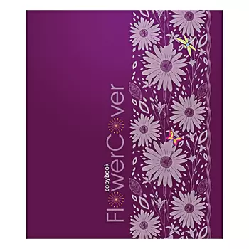 Тетрадь 48л. в клетку, офсет, обл.картон, скрепка, "Цветы", выб.лак, С2242