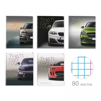 Тетрадь 80л.на спирали в кл., "Цветы, Футбол/Машины", БЕЛЫЕ ЛИСТЫ, обл.картон, 7-80-856,-1111,-128