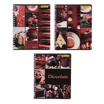 Тетрадь общая на спирали 80л. в клетку, обл.картон, офсет, "Шоколад", 3 дизайна, 810022-75