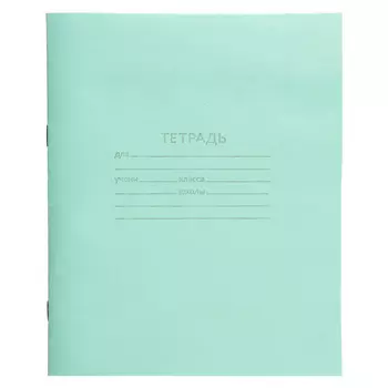 Тетрадь школьная 12 листов в клетку, зеленая обложка