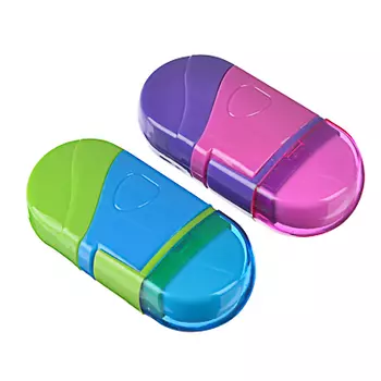 Точилка для карандашей с контейнером и ластиком 6,5x3см, 2 цвета