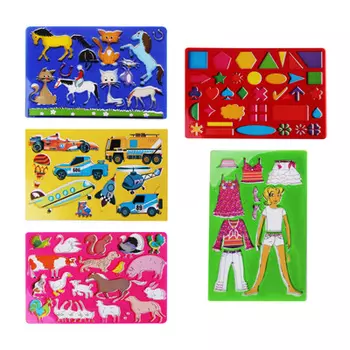 Трафарет для рисования + 6 карандашей, пластик, 26-28х17-18,5 см, 5-10 дизайнов