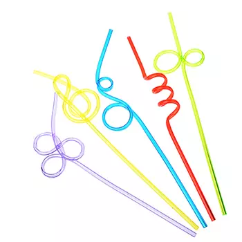 Трубочки для напитков 5шт, 25см, фигурные, цветные, "Крэйзи"