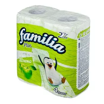 Туалетная бумага Фамилия плюс "Яблоко" двухслойная 4шт