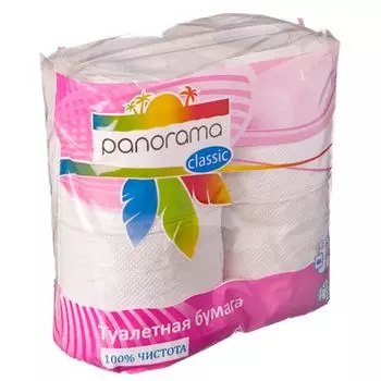 Туалетная бумага Панорами Классик белая, 2сл., 4 рул.