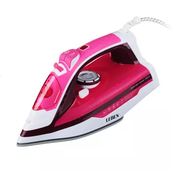 Утюг LEBEN 2600 Вт, подошва керамика, вертикальное отпаривание, самоочистка, розовый 249-014