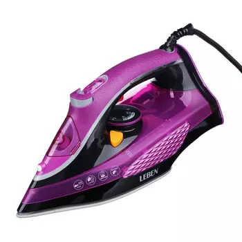 Утюг LEBEN LED 2200 Вт, подошва керамика, светодиодный индикатор нагрева, розовый/черный 249-018