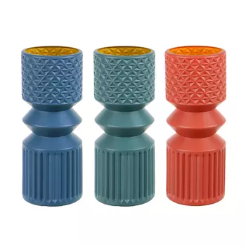 Ваза -кашпо декоративная, пластик, 25x10 см, 3 цвета, арт.52