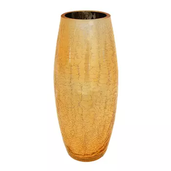 Ваза стеклянная, декоративная, "битое стекло - золото" 10x25 см, арт.38