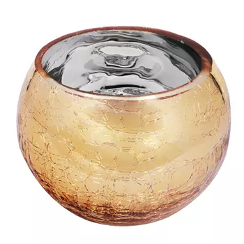 Ваза стеклянная, декоративная, "битое стекло - золото" 10x8 см, арт.35