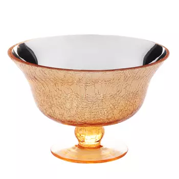 Ваза стеклянная, декоративная, "битое стекло - золото" 19.5x12 см, арт.42